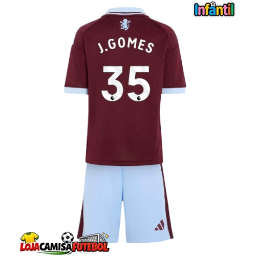 Camisa de Futebol Aston Villa Joao Gomes #35 Equipamento Principal Infantil 2026-27 Manga Curta (+ Calças curtas)
